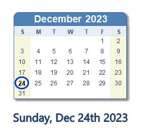 December 24, 2023 (Sunday) .